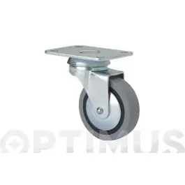 Rueda mueble auxiliar giratoria b goma d50 gris placa 70x55 mm 22 kg alex - Ruedas alex