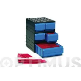 Clasificador apilable plastico negro y azul 5 gavetas 245 x 291 x 321 mm tayg