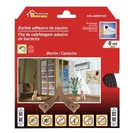 Burlete puerta/ventana adhesivo caucho p 9 mm x 6 m marron burcasa