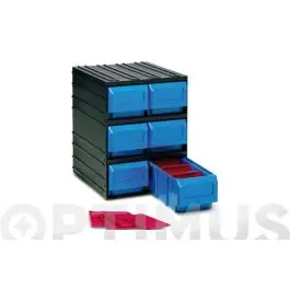 Clasificador apilable plastico negro y azul 6 gavetas 245 x 291 x 321 mm tayg