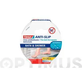 Cinta antideslizante anti-slip baño 5 m x 25 mm transparente tesa tape