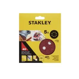 Disco lija roto orbital 125mm perfor. gr40 stanley 5 pz