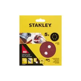 Disco lija roto orbital 125mm perfor. gr60 stanley 5 pz