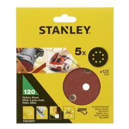 Disco lija roto orbital 125mm perfor. gr120 stanley 5 pz
