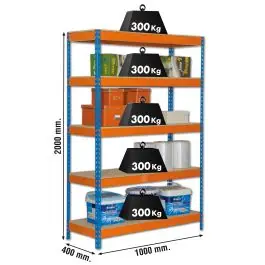 Estanteria orden 5b 2000x1000x400mm s/t met azul/naranja/mad simonrack