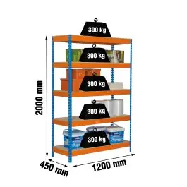 Estanteria orden 5b 2000x1200x400mm s/t met azul/naranja/mad simonrack