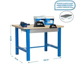 Banco trabajo 865x1200x750mm c/t azul bt6 plywood box 1200 simonrack