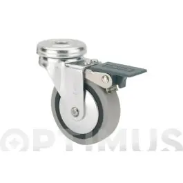 Rueda mueble auxiliar giratoria b goma d50 gris agujero pasante 10 mm 22 kg con freno alex - Ruedas alex