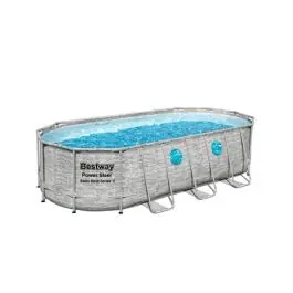 Piscina ovalada desmontable power steel 10.949 l depuradora cartucho tipo iii 549x274x122cm piedra bestway
