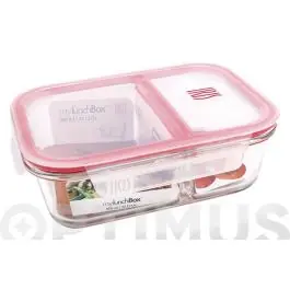 Contenedor vidrio rectangular dividido 950 ml iris