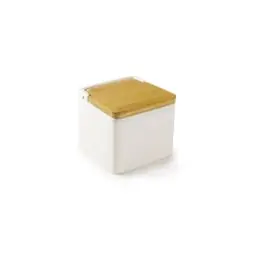 Salero cuadrado ceramica + bambu blanco ibili