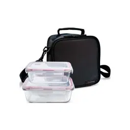 Bolsa porta alimentos basic negra + contenedores vidrio iris