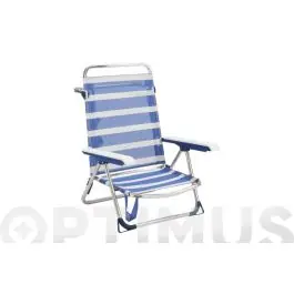 Silla cama playa fibreline rayas azul/blanco bicomponente alco