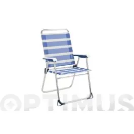 Sillon playa alto aluminio fibreline azul/blanco bicomponente alco
