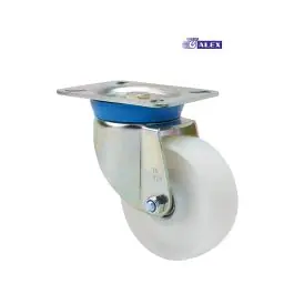Rueda mueble auxiliar giratoria nilon pletina300 kg 100 mm 106x86 mm blanca alex - Ruedas alex