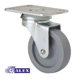 Rueda mueble auxiliar giratoria plastico pletina 40 kg 60 mm 70x55 mm gris alex - Ruedas alex