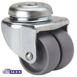 Rueda giratoria doble plastico agujero pasante 40 kg 40 mm gris alex - Ruedas alex