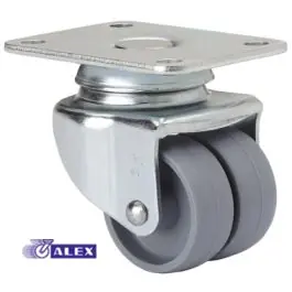 Rueda mueble auxiliar giratoria doble plastico pletina 40 kg 40 mm 70x55 mm gris alex - Ruedas alex