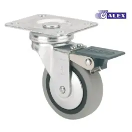 Rueda mueble auxiliar giratoria pletina 17 kg 40 mm 46x36 mm bicolor con freno alex - Ruedas alex
