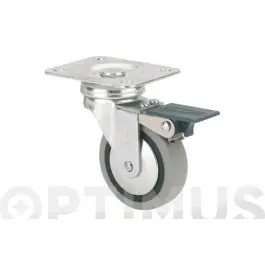 Rueda mueble auxiliar giratoria b goma d50 gris placa 70x55 mm 22 kg con freno alex - Ruedas alex
