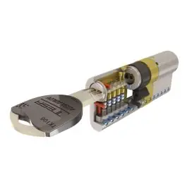 Cilindro tk100 leva larga, doble embrague 30-30 niquel, 5 llaves tesa