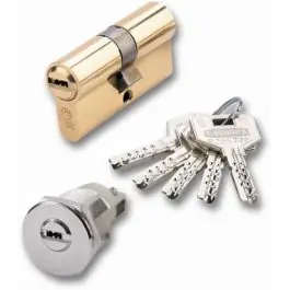 Cilindro seguridad ds10 leva larga 30-30 mm, laton, 5 llaves ezcurra
