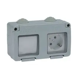 Base enchufe + conmutador superficie 16a ip55 famatel