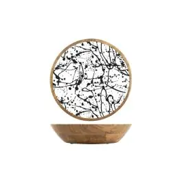 Bol madera mango decorado 30 cm blanco/negro h&h - Non