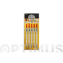 Hoja sierra calar para metal y pvc t318 bf 5 uds recto fino. logitud 130 mm ironside
