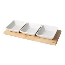 Bandeja aperitivos base bambu 3 cuencos 28x10cm lacor