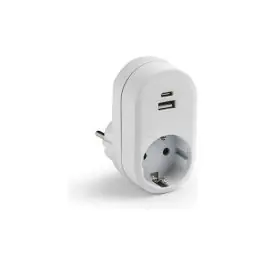 Adaptador frontal 1 toma 2 usb a+c blanco 16a 250v famatel