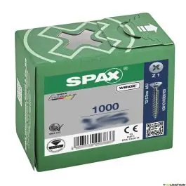 Tornillo madera cabeza plana pozi cincado caja profesional 3,5 x 30 (19) 1000 uds spax