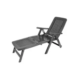 Tumbona resina plegable con ruedas antracita garden life