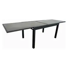 Mesa aluminio cristal extensible gris 140-280 x 90 cm import