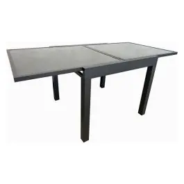 Mesa aluminio cristal extensible gris 90-180 x 90 cm import