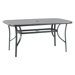 Mesa rectangular acero cristal 150 x 90 cm import