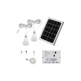 Kit solar hidra bombillas - panel + bombillas + caja de control. 5,5w 6000k 4,4ah ip55 ip20 arteconfort