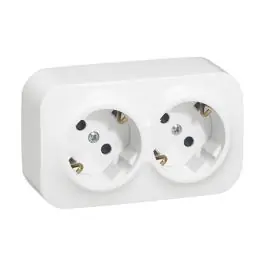 Base shuko doble superficie 16a blanco ip21 forix legrand