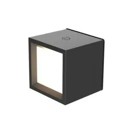 Lampara pared interior cuadrada inalambrico negra box 8 300lm 3000k ip20 newgarden