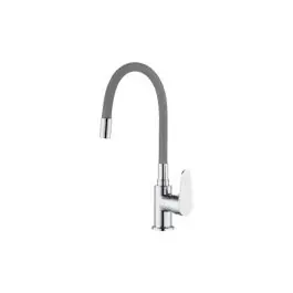 Grifo de cocina monomando caño alto java goma flexible gris artic