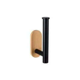 Portarollos acero inox turbo-lock duo orea bamboo, negro/natural wenko
