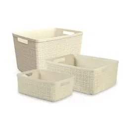 Cesta rectangular jute 20l blanco roto 36x28x23 cm curver