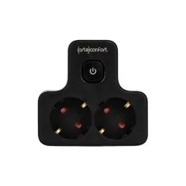Ladron uno a dos con interruptor negro 16a 250v ip20 arteconfort