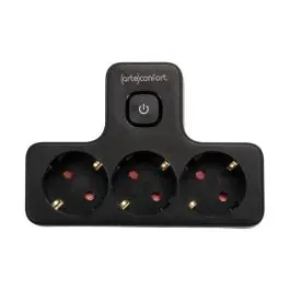 Ladron uno a tres con interruptor negro 16a 250v ip20 arteconfort
