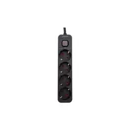 Base multiple con interruptor negro 4 tomas 3mt arteconfort