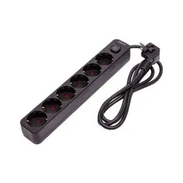 Base multiple con interruptor negro 6 tomas 1,5mt arteconfort