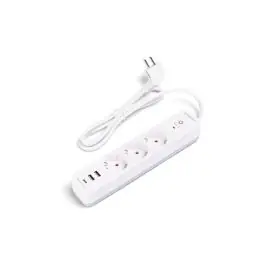 Base multiple con interruptor blanco 3tomas 1,5mt 2usb arteconfort
