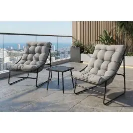 Sillon acero c/cojin 2u + mesita turin import