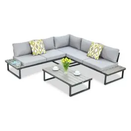 Conjunto rinconero acero con mesa baja napoles import