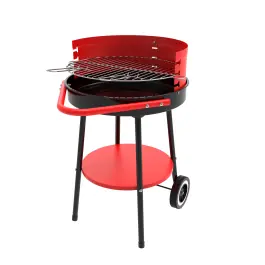 Barbacoa carbon redonda con ruedas 61x50x72 cm natuur